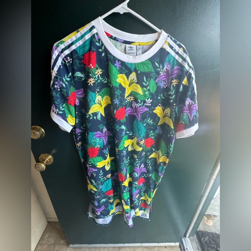 Adidas Originals Women's Floral Print Short Sleeve T-shirt Dress